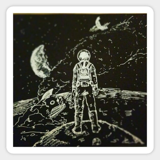 Grounded Astronaut Sticker by DiebelArt